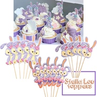 Stella Lou Duffy Shellie May rabbit bear cake topper purple children girl cupcake decoration toppers