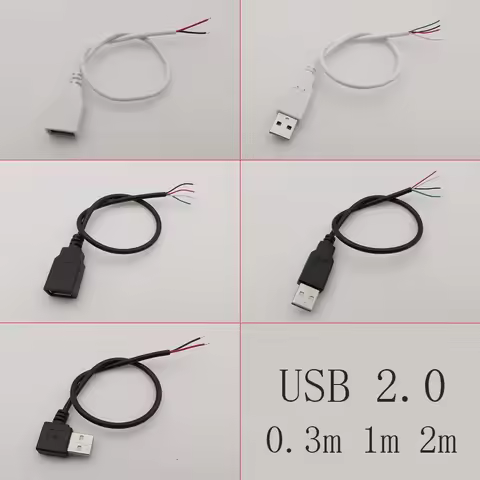 1Pcs 5V USB 2.0 Type A 2 Pin 4 Pin Wire Male/Female Plug Power Supply Cable Connector Extension Weld
