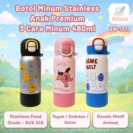 480ml Stainless Steel Tumbler Children's Drinking Bottle 3 Ways to Drink Heat and Cold Resistant Cha