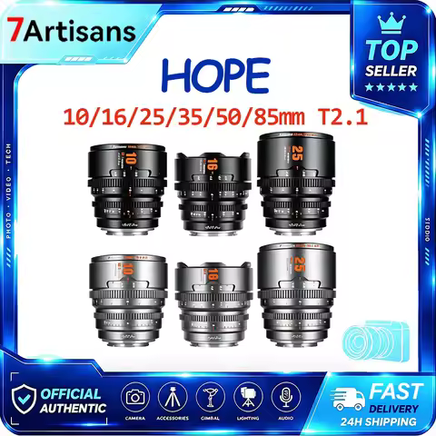 7artisans Hope Series 10mm 16mm 35mm 50mm 85mm T2.1 S35 Frame Large Aperture Cine Lens Kit For Sony 