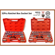 YLK 32pcs Ratchet Box Socket Set Box Set Spanner Set Wrench Set Tools Set 6 Point / 12 Point