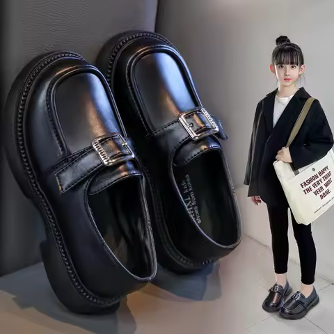 2025 Latest Boutique Spring Autumn Children PU Leather Shoes British Style Dress Shoes for Girls