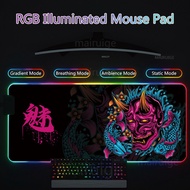 XXL RGB Gaming Mouse Pad Oni Desk Mat HD Black Gamer Accessories Large LED MousePads Samurai PC Computer Carpet Rug with Backlit