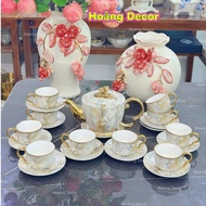 Set of 6/8/10 High Quality Stone Pattern Porcelain Cups. Ceramic Tea Cup Set, Suitable as a Gift.