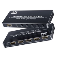 4K HDMI Multiviewer Switch 4x2 HDMI Matrix Switcher, BolAAzuL HDMI Quad Multi-Viewer 4 in 2 Out Seam