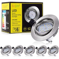 6X GU10 LED Recessed Ceiling Lights, Adjustable Downlights 5W Cool White 6000K 600lm = 54W Bulb Spot Lights for Living R
