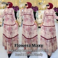 gamis ceruty babydoll motif bunga dress muslim vintage bw8576 flowera