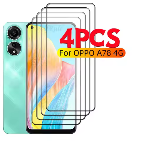 1/2/3/4PCS Full Cover Glass For OPPO A78 4G Glass OPPO A78 4G Tempered Glass HD 9H Full Cover Glue S
