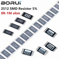 50PCS/LOT 2512 SMD Chip Resistor 5% 0R-1M R001 R010 R100 R020 1R 10R 100R 1K 10K 100K 1M ohm chip in