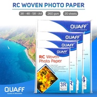 (20 sheets)QUAFF RC Woven Photo Paper No Back Print A4 / 5R / 4R / 3R Size 260GSM