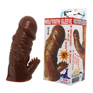 Brown Reusable Robust G spot Spike Sex Cock Penis Extender Sleeve for Men Big Particles Dick Condoms Dotted G point Enlarge Penis Sleeve with Spike and Bolitas for Men