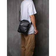 Men's Genuine Leather Sling Bag - Genuine Cowhide Leather Bag - Premium Genuine Leather Shoulder Bag