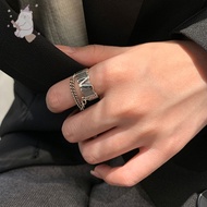 【E.five】 Retro Letter Chain Ring Temperament Open Niche Design Sense E