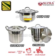 Supra Panci Stock Pot / Steamer Steamer 8, 12, 16, 20 QT, Stainless Steel Soup Pot 28, 32, 36 CM