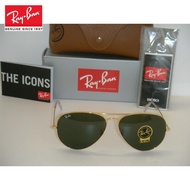 [Original] Ray-Ban Sunglasses 3025 Rb3025 Pilot Frame Golden Green G-15 Xlt Rb 3025 001 62mm Large S