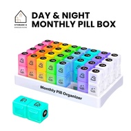 [Ready Stock] 31 Days AM/PM Day Night Pill Box Tablet Container Medicine Case Storage Organizer