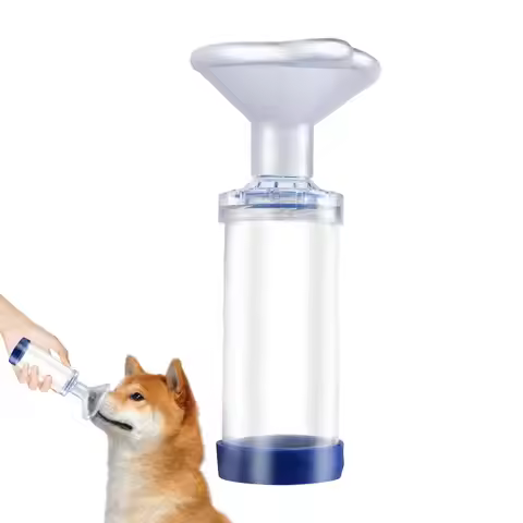 Pet Cat Dog Aerosol Chamber Mask Tank Spacer Assist Inhalation Pump Nebulizer Portable Manual PVC Ma