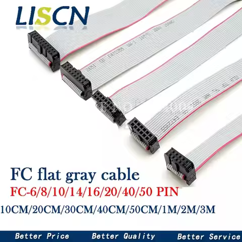 2.54mm pitch FC-6/8/10/14/16/20/24/40/50/64 PIN JTAG ISP DOWNLOAD CABLE Gray Flat Ribbon Data Cable 