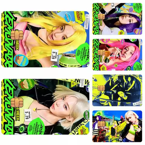 Kpop A-AeSpA-A Band Lemonade Fashion Card Stickers for Bank Access Protective Waterproof Film Cover 