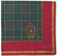 Ralph Lauren 古董手帕 綠紅格紋 19 x 18 英吋