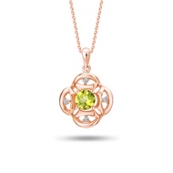 SK Jewellery Clover Peridot 10K Rose Gold Diamond Pendant