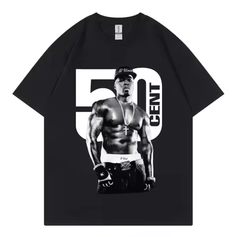 Rapper 50 Cent Graphic T Shirts Male Fashion Hip Hop Vintage Short Sleeve T-shirt Women Summer 100% 