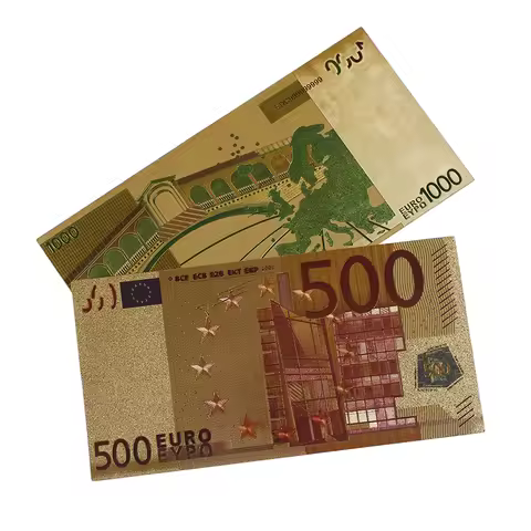 8PC/set Euro banknote gold foil paper money crafts collection bank note currency