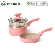 【Buy 1 Get 4】Ecowin Frying Pan Set Non Stick Pot Set Granite Cookware with Lid and Induction & Gas C