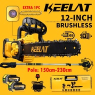 KEELAT KEC009 Cordless 12 Inch Chainsaw Electric Saw Bateri Mini Chainsaw Battery Wood Cutter Gergaj