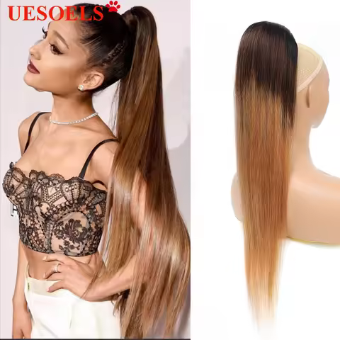 Indian 1B/4/27 And 1B/99J Straight 100% Remy Pre Colored Drawstring Ponytail Human Hair Extension Fo