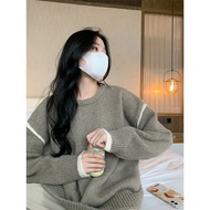 Japanese Style Fresh Cashmere Blend Knitted Sweater College Style Pullover Loose Top Basic Versatile