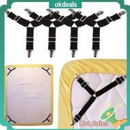 OKDEALS 4pcs Fitted Suspenders Bedding Holder Bed Sheets Buckle Mattress Clip Belt Grippers Elastic Fastener
