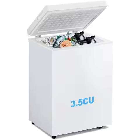 3.5 Cu. Ft. Chest Freezer, 78L Capacity, Adjustable Shelving and Removable Basket, Upright Mini Free
