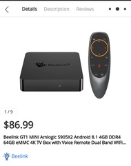 Andriod 電視盒仔 Beelink andriod TV box NEW 全新 無線連接手機Beelink GT1 mini 4K電視盒