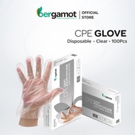 Bergamot Cast Polyethylene CPE Plastic Disposable Gloves Extra Thick (100 Pcs)