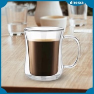 [Direrxa] Double Walled Mug Drinking Glass Borosilicate Beverage Mug Espresso Cups Glass Cup Water Cup for Woman