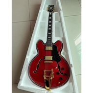 Gibson The Top of Tiger Maple 335 Red, Black and Ginger, Complete with Hollow Electric Guitar and Bigsby