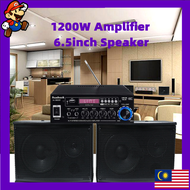 Home Karaoke System-Bluetooth 2CH 1000W Home Digital Amplifier Audio 110-240V Bass Amplifier Singing + 6.5inch Speaker Subwoofer Living Room Family KTV System /Dancing/Cinema support USB FM AUX 2MIC Home Theater System