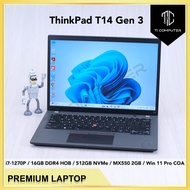 Lenovo ThinkPad T14 Gen 3 Intel i7-1270P 16GB HOB RAM 512GB NVMe SSD MX550 2GB Win 11 Pro Refurbishe