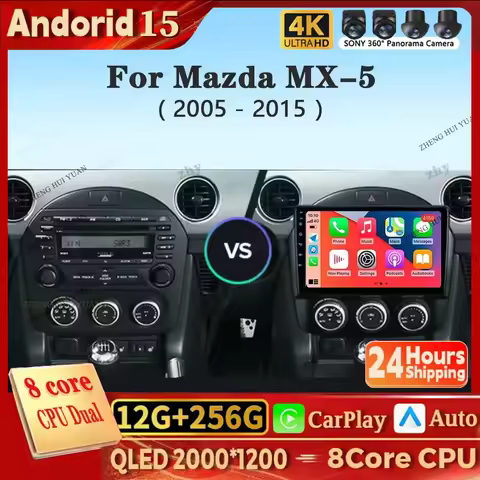 Android 15 Carplay Auto For Mazda MX-5 MX5 NC 2004 - 2016 GPS Car Radio Multimedia Video Player Navi