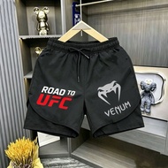 UFC Venom Mens Quick-drying Sports Shorts Summer Loose Breathable Double-layer Pants Fitness Trainin