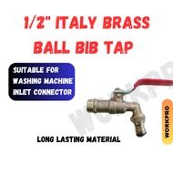 1/2" Italy Brass Ball Bib Tap RED HDL / Brass Ball Bib Tap for Washing Machine Tap Bathroom Garden T