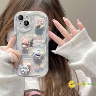 Infinix Hot 20i 30i 8 9 20 12 30 10 11 Play 8 Lite 9 PRO 11 Plus 10 Lite Note 12 DIY 3D Cute Cartoon Rabbit Bread Puppy INS Thumb Hook Soft 3D Wavy Curved Edge Phone Case