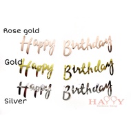 Banner Happy Birthday Tulisan Berangkai (Cursive letter)