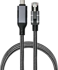 Ethernet Cable USB-C Male to RJ45 Male with Latch Protection, Textile Coating, 1-Gigabit LAN Adapter