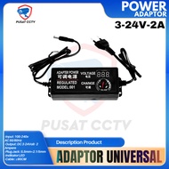 Adjustable Adapter 3-24V DC 2A Power Supply Display Voltmeter / Adapter 24v