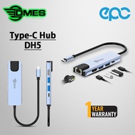 Dmes DH5 5 in 1 Type C Hub , USB 3.0 x 2 , HDMI x 1 , Type-C x 1 , RJ45 x 1