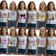 12PCS WHITE COTTON SLEEVELESS SANDO W/ CARTOONNET CHARACTER PRINT BABY KIDS GIRL 9MOS-8 YRS OLD