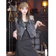 denim jacket woman denim vest woman denim suit woman Denim Vest for Women - Stylish Moto Waistcoat