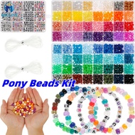 1977Pcs Pony Beads Kit for Bracelet Making 64 Colors 9mm Kandi Beads Set Plastic Pony Beads Bulk wit
